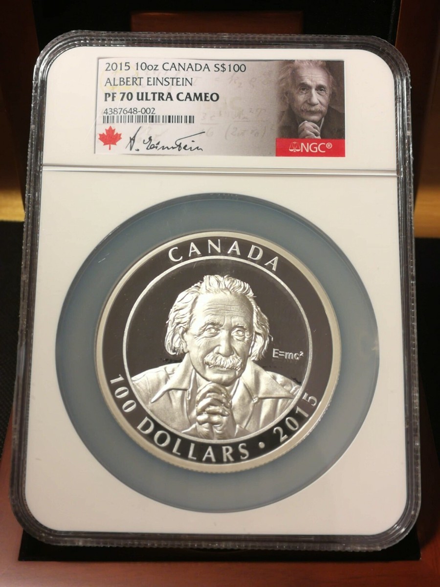 【超お買い得品！】新品未開封　Pxiel10ProFold MoonStone 2015 10oz Canada S$100 Albert Einstein PF 70 Ultra Cameo Silver