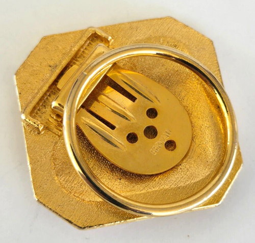 Vtg Germany Celtic Geometric Floral Octagon Square Gold Tone Scarf Clip 1-9/16" - Picture 3 of 5