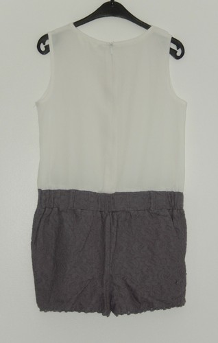 Playsuit, Grey Heavy Lace Shorts, White Beaded Collar Top, 9 years Made with Lov - Picture 6 of 7