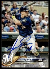 2018 Topps Baseball Hernan Perez Milwaukee Brewers #455 Signed