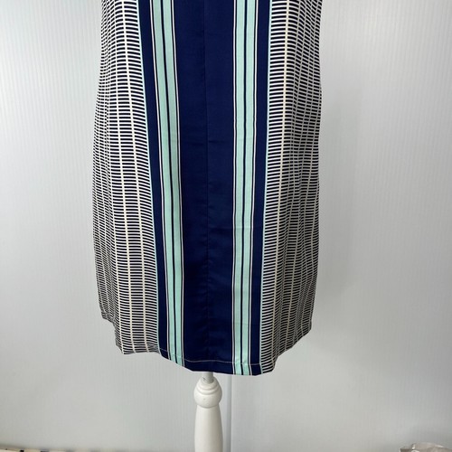 Julie Brown Dress Women 8 Silk Shift Knee Stripe Sleeveless Work NYC Core Cruise - Picture 3 of 16