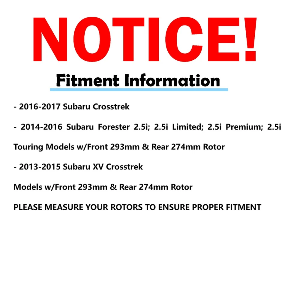Kit de pastilhas de freio rotores dianteiro e traseiro para Subaru Foreste Crosstrek XV Crosstrek - Imagem 4 de 4