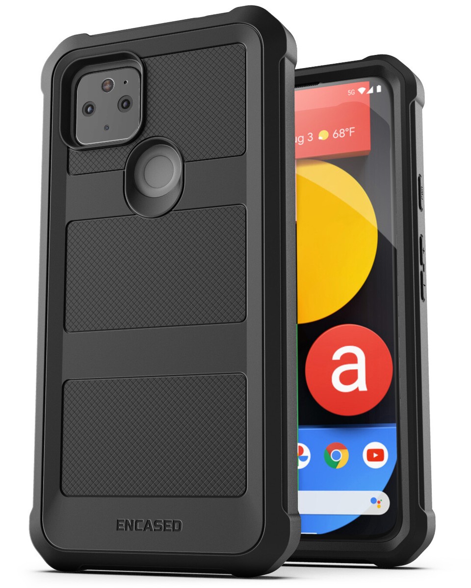 Google Pixel 5a 5G Case, Protective Rugged Full Body Phone Case (Black)