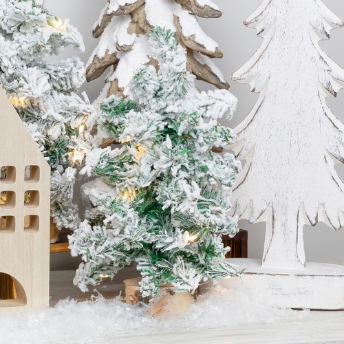 Mini alberi di Natale floccati 3 pz, 8 pollici; verde pino canadese vacanza - Foto 4 di 8
