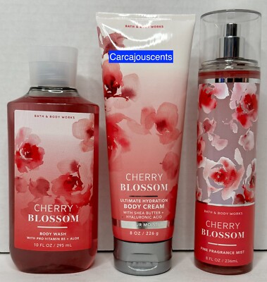 Bath & Body Works Cherry Blossom Shower Gel Body Cream Body Mist Gift Set