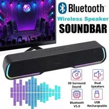 Surround Sound Bar 4 Speaker System Wireless BT Subwoofer TV Home Theater