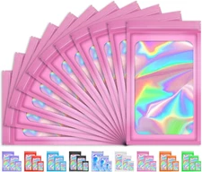 100Pcs Smell Proof Holographic Mylar Bags | Foil Resealable Packaging for Small 