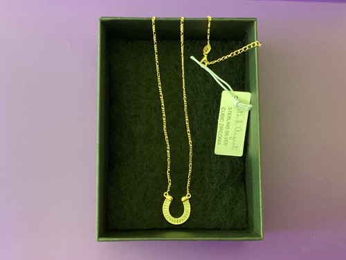 Sterling Silver 925 Rhinestones Horseshoe Pendant 17 Inch Necklace - Picture 5 of 5