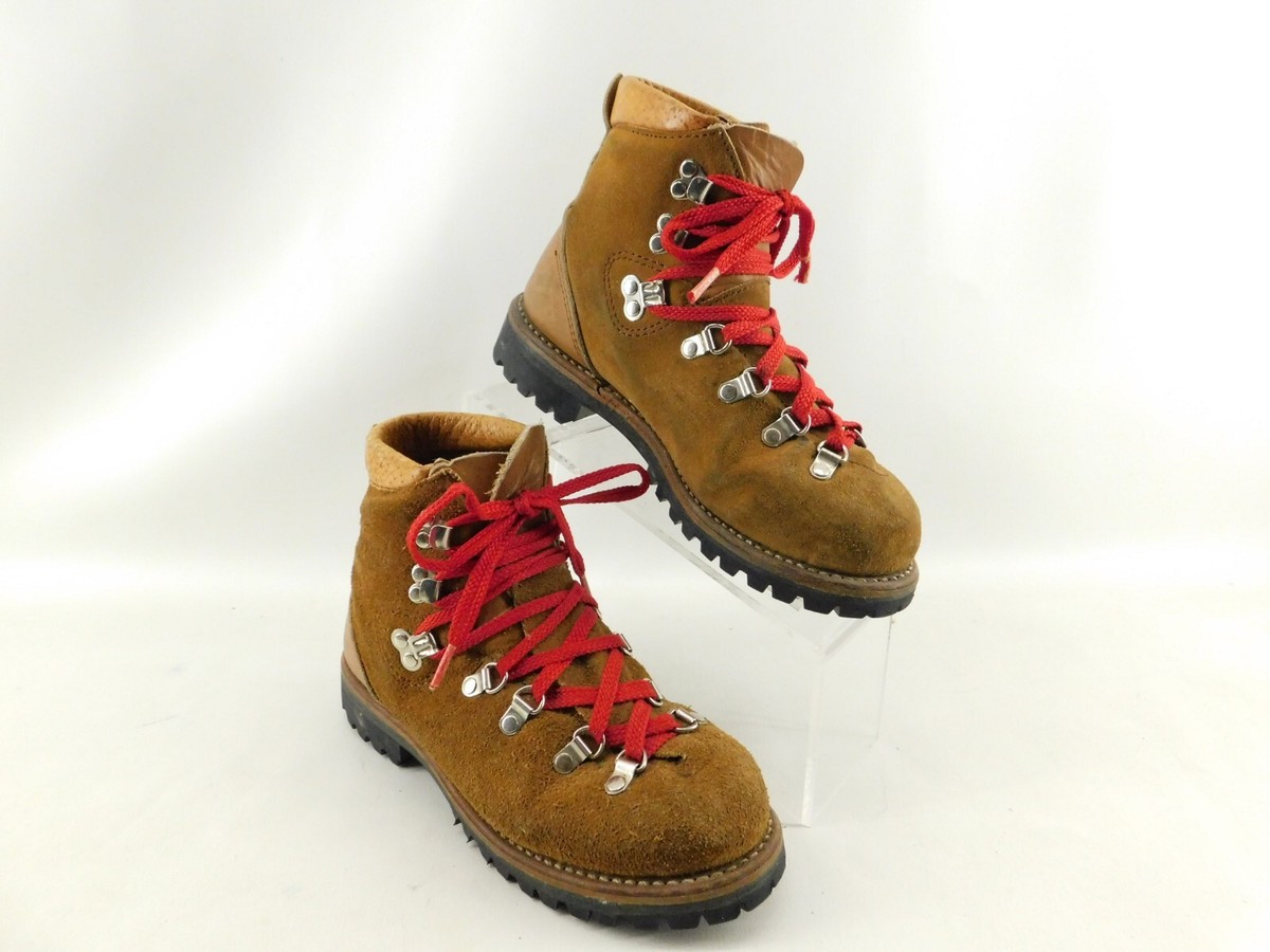 Vintage Dunham Women's size M Brown Leather Hiking Boots Vibram Sole