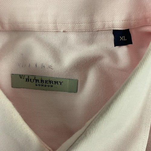 Burberry London Shirt Mens Extra Large Long Sleeve Button Up Pink Pocket - Picture 3 of 10