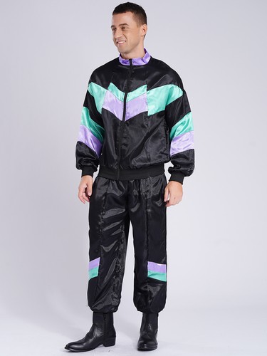 Mens Hippie Costumes Carnivals 70s Disco Disco Dance Tracksuit Themed Party - Picture 26 of 64