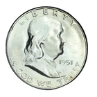 1951-S 50C Franklin Half Dollar Bright White Gem BU #