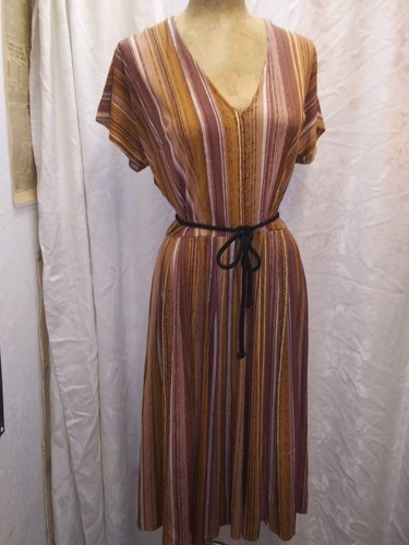 Vintage 1960's Brown Dark Orange White Jersey Dres & Top Set Size M/L - Picture 12 of 12