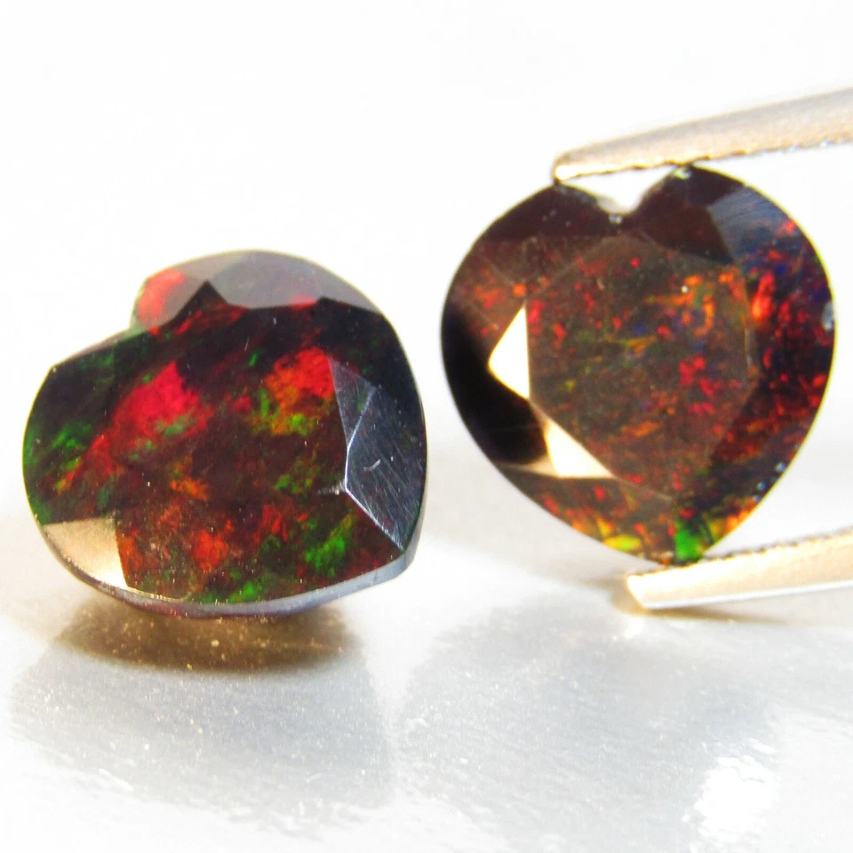 4,20 карата натуральный цветной игровой черный опал сердце подходящая пара драгоценных камней Эфиопия-VDO - Изображение 4 из 4