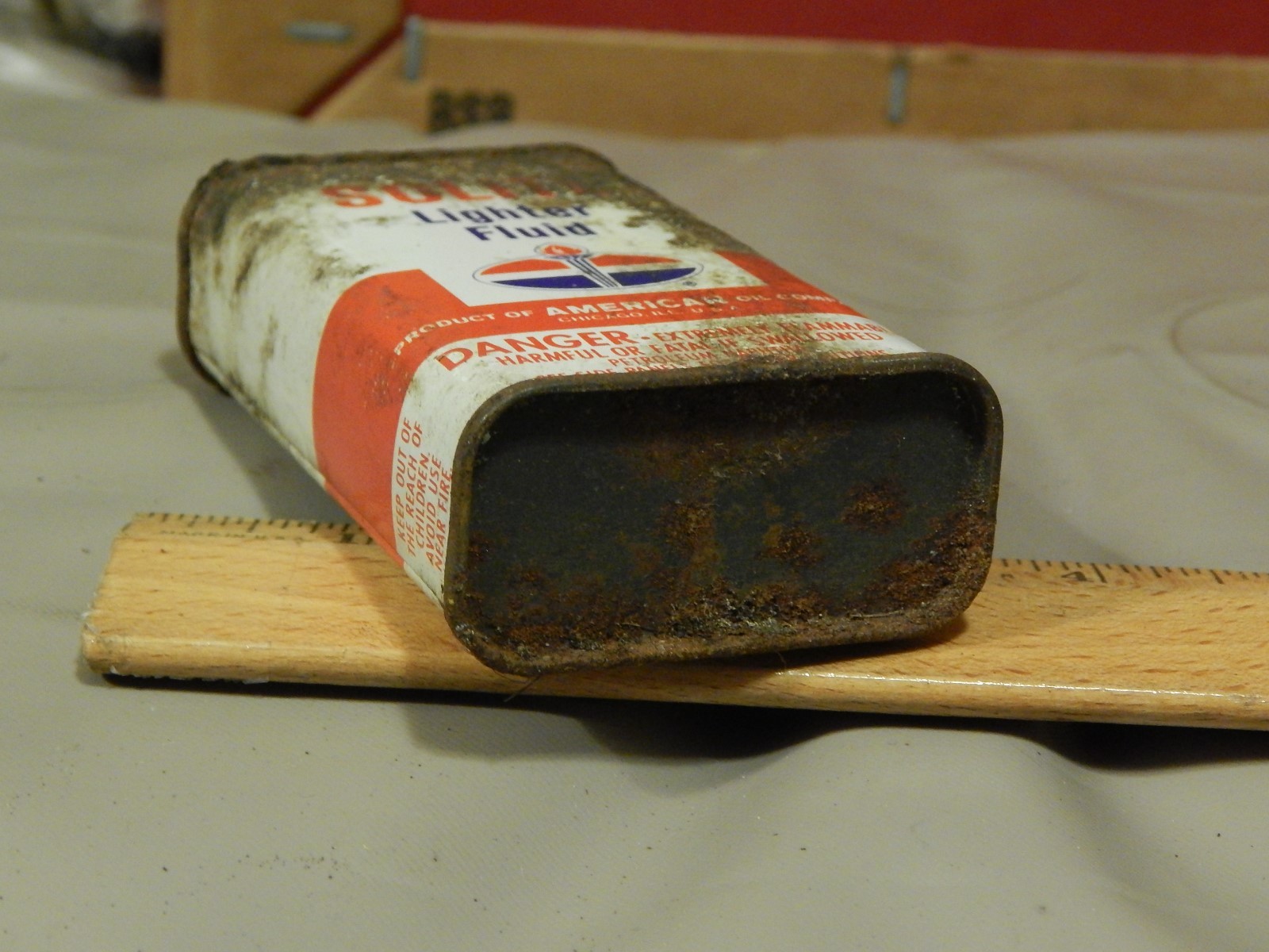 AMOCO ~ American Oil Company ~ SOLITE Lighter Fluid Vtg USA Metal Container Can