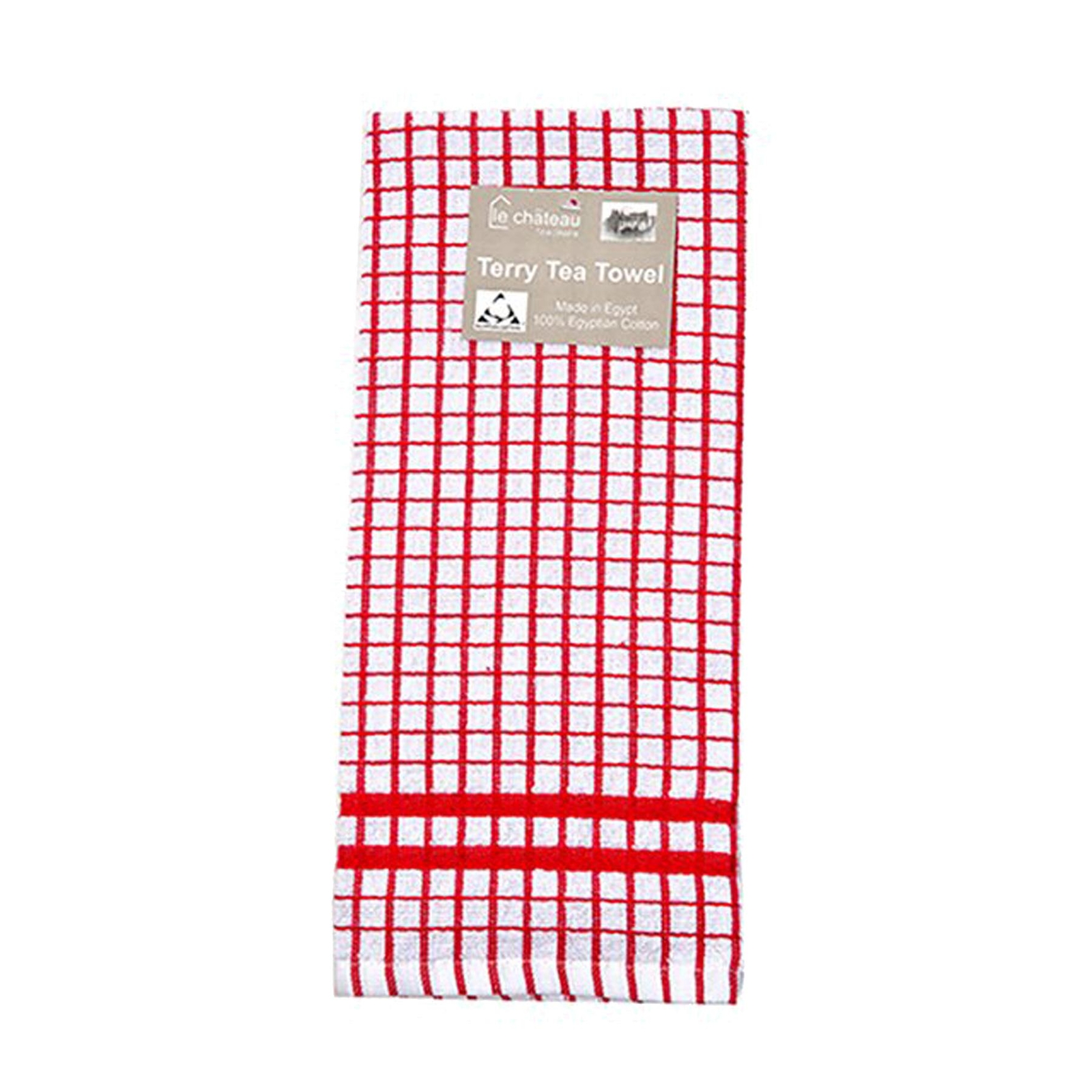 Le Chateau Checked Terry Tea Towel - Red & White
