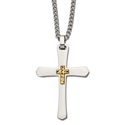VASSAGO Serenity Prayer Necklace - Stainless Steel Heart Pendant With Praying Hands & Bible Verse - View #2