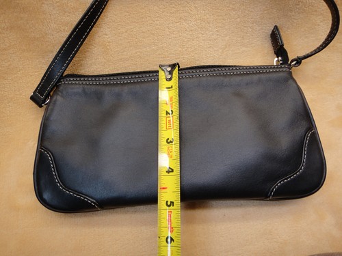Mila PAOLI Genuine Leather Wristlet / Small Bag Clutch - Black - Silver Tone HW - Picture 3 of 11