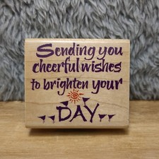 Inkadinkado- Wood Rubber Stamp Sending You Cheerful Wishes To Brighten Your Day