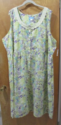 NWT Basic Editions Sleeveless Nightgown Duster Women 4X Floral Lightweight