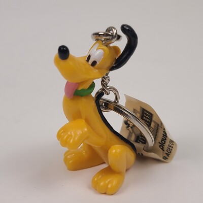 Vtg 90s Pluto Disney Keychain Figural Figure PVC Keyring Key Chain Bag Charm