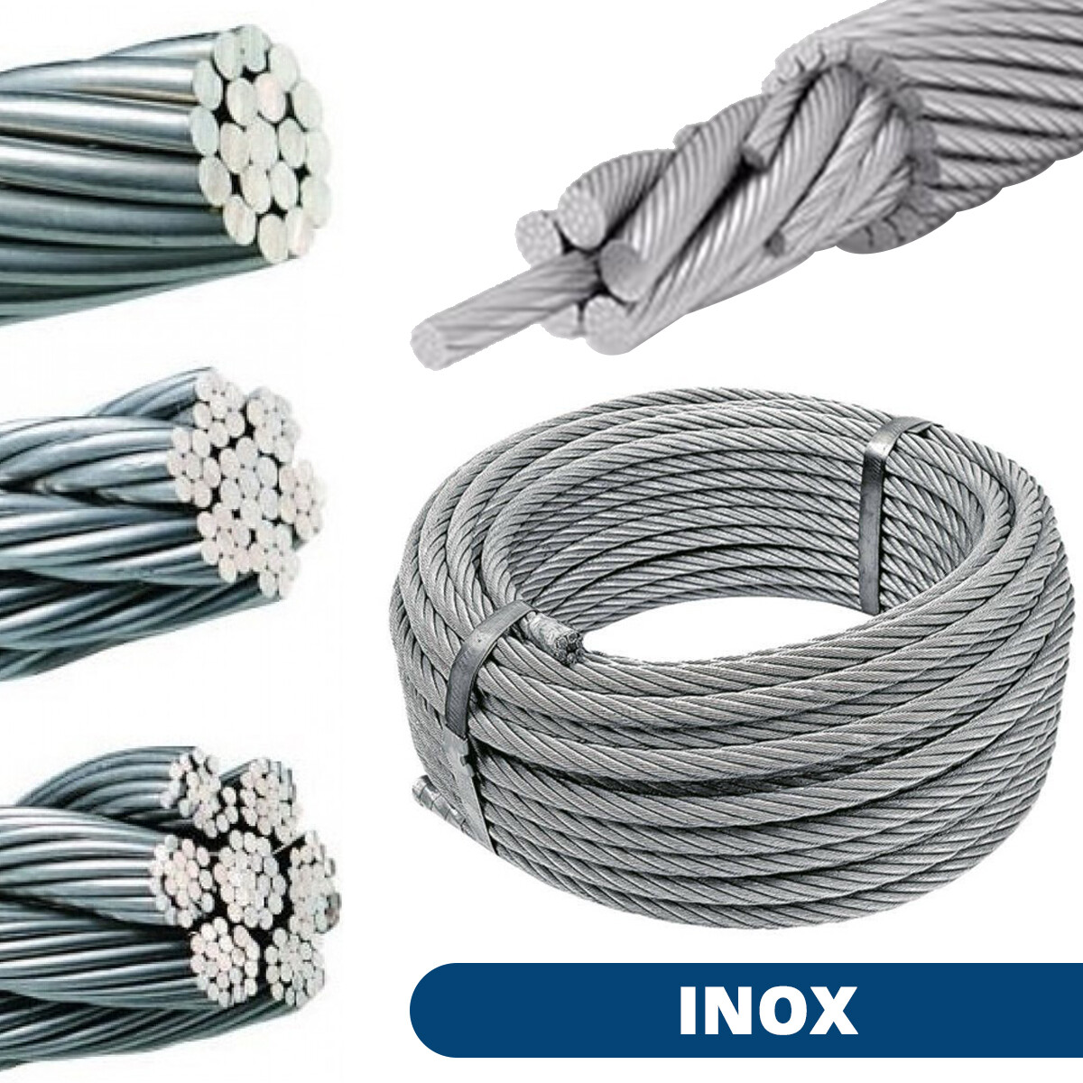 CAVO FUNE IN ACCIAIO INOX AISI 316 FILI 49 SEMI MORB 2 MT - Foto 10