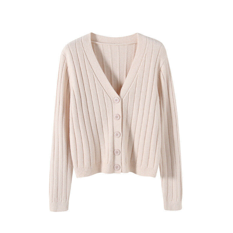Autumn and Winter Short Long-sleeved V-neck Sweater Knitted Cardigan Thin Jacket