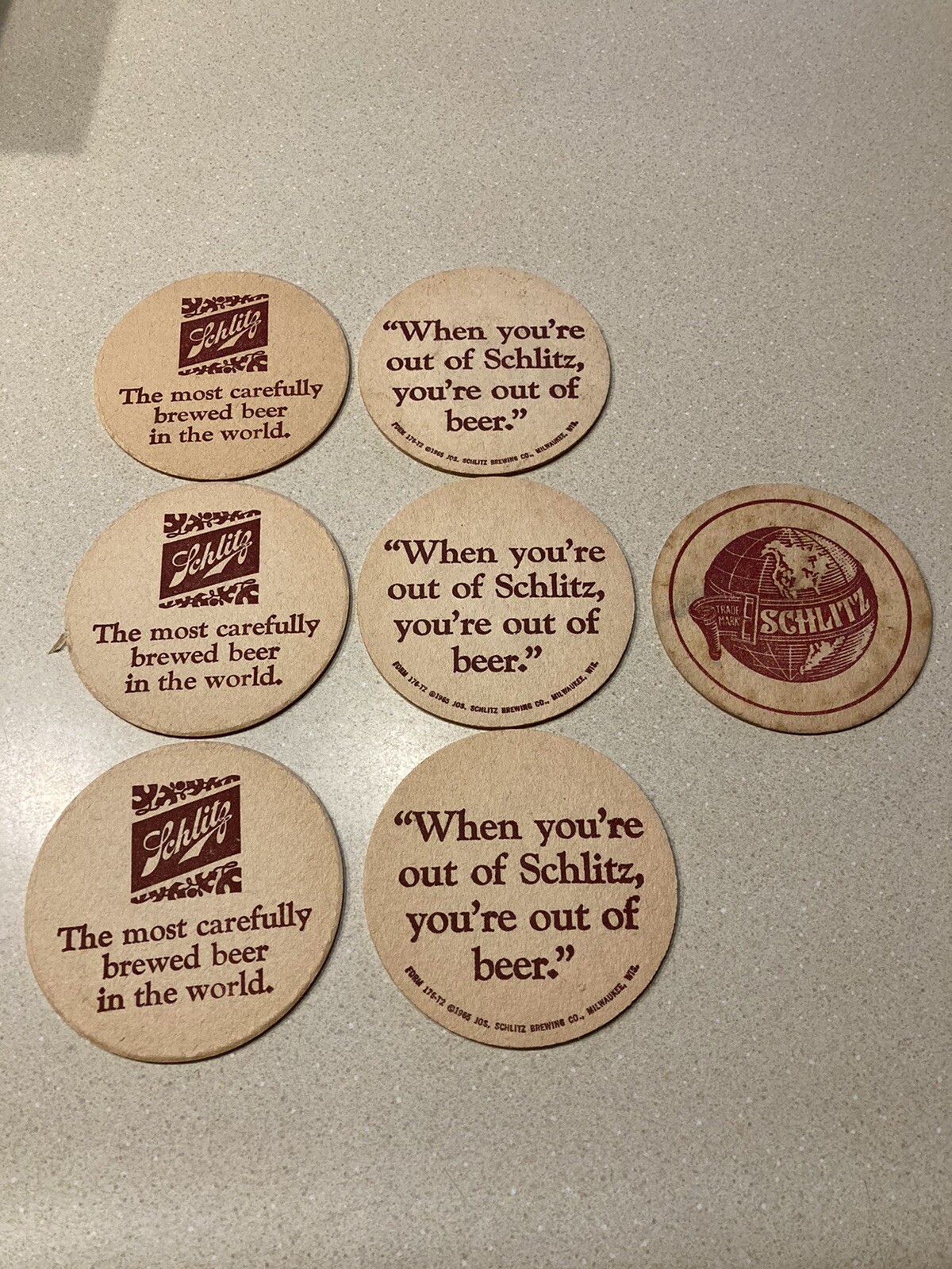 Vintage lot of 7 Schlitz beer coasters eBay