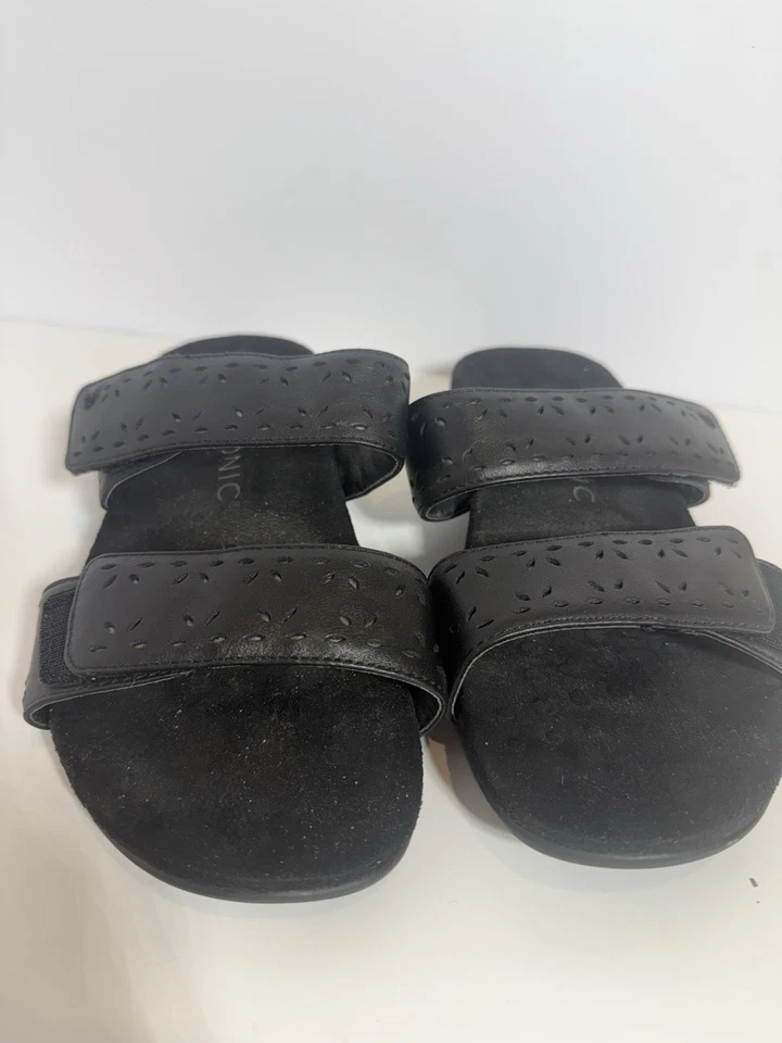 Vionic 6 Randi Black 2 Strap Slide On Sandals - Image 3 of 4