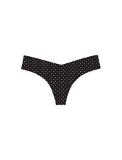 Commando Women's Printed Low Rise Tagless Thong Underwear Black  White Polka