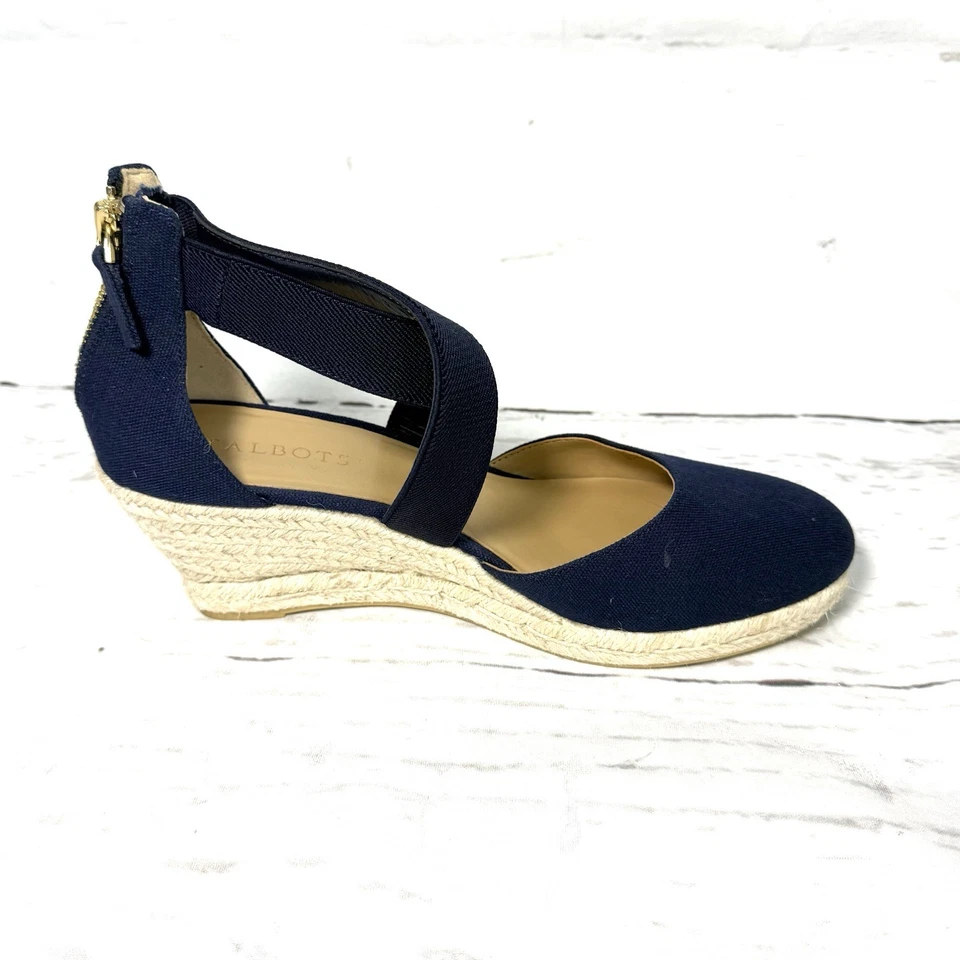 Zapatos Talbots Lyndsay para mujer 8,5 azul Dorsey alpargata cuñas lona usados en excelente estado Foto 2 de 4