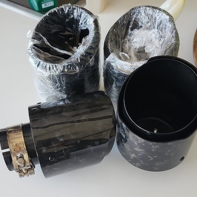 4 Forged Carbon Fiber Exhaust Tips.These Tips Fit Any Exhaust System No Welding