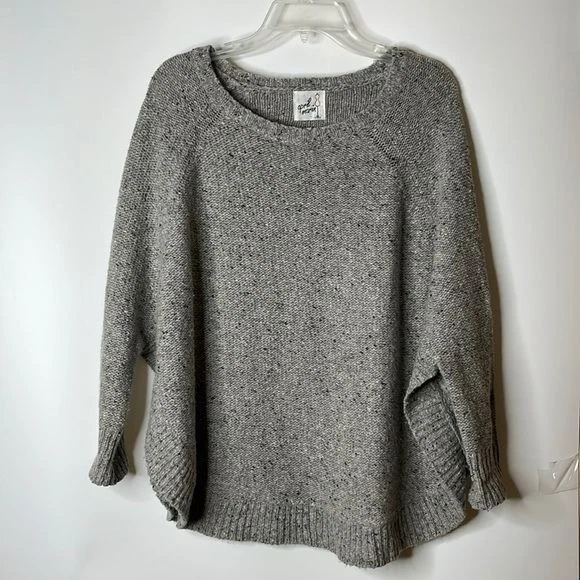 NWT April Marin Womens Gray Knit Wool Alpaca Blend Poncho Sweater One Size