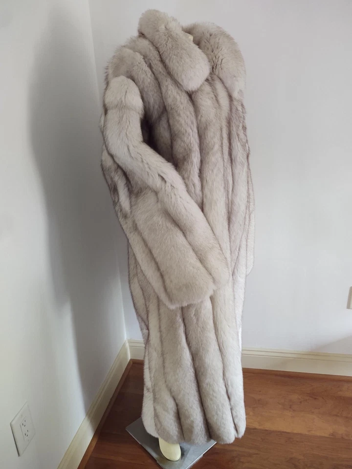Vintage 90s Eizzo by Damselle Full Length Fox Fur Coat Luxury Glam Large - Image 2 of 4