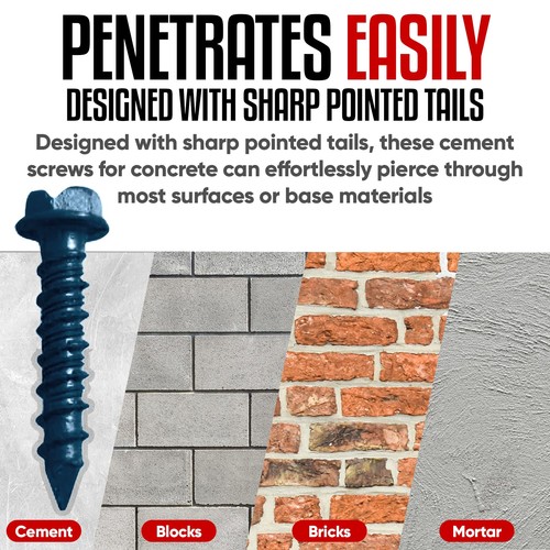 1/4 x 2-1/4" Star Torx Head Concrete Screws - Steel Masonry Screws for Concre... - Picture 3 of 6