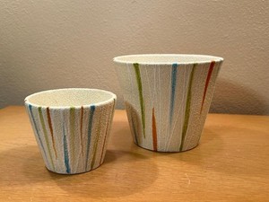 VTG MCM Set / Lot of 2 Fratelli Fanciullaccii Italian Pottery Planters 7387