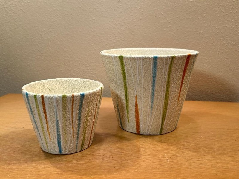 VTG MCM Set / Lot of 2 Fratelli Fanciullaccii Italian Pottery Planters 7387