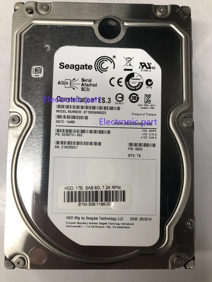 ST1000NM0023 Seagate 1TB 7.2K RPM 6Gb/s 3.5" SAS HDD Hard Drive (ST1000NM0023) - Image 2 of 3