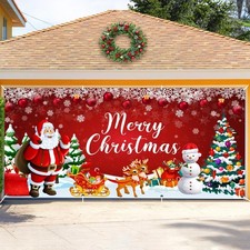 6x13ft Merry Christmas Garage Door Cover Xmas Santa Claus Garage Door Dcorati...