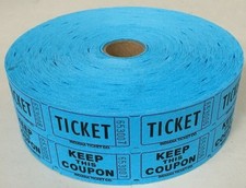 Raffle Tickets Double Stub Roll of 2000 Blue Split the Pot 50/50 Carnival Events
