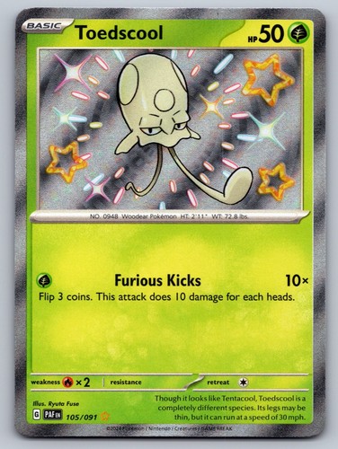 Toedscool 105/091 Shiny Rare Paldean Fates Pokemon Holo Near Mint