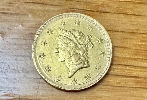 1853 $1 One Dollar 90% 22K Gold Coin Liberty Head 1.5g
