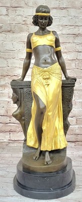 Handmade Egyptian Princess Bronze Sculpture by Miguel Lopez: Signed Artwork Sale