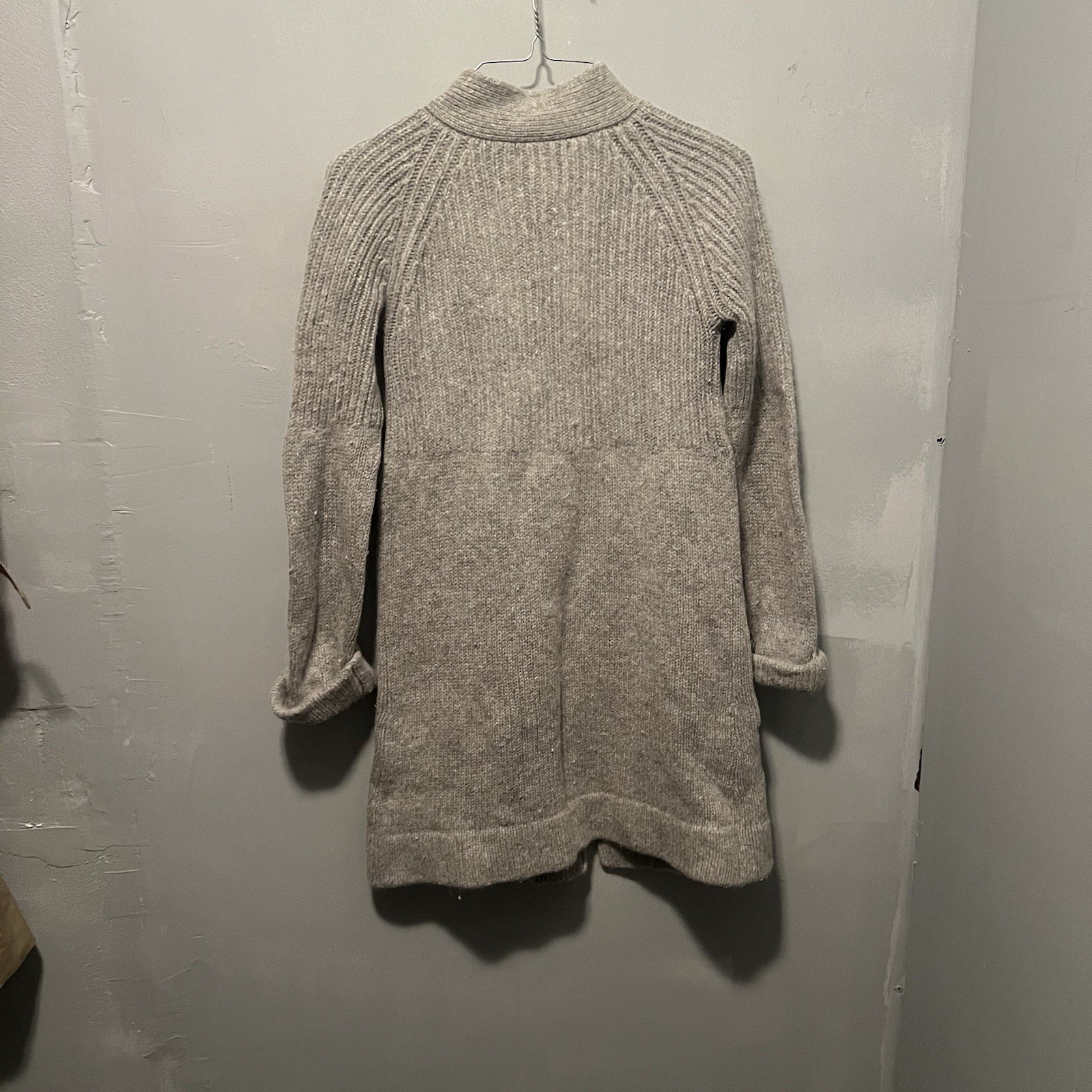 Gray Button-Up Ribbed Collared Women's Mid-Length… - image 2