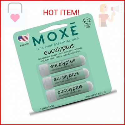 MOXĒ Eucalyptus Essential Oil Nasal Inhaler, Sinus & Congestion Relief, Daily Re