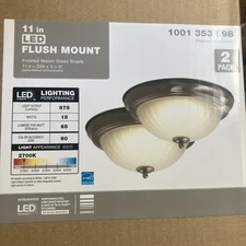 (2-Pack) 11 in. Brushed Nickel LED Flush Mount 2700K 975 Lumens 90 CRI NEW