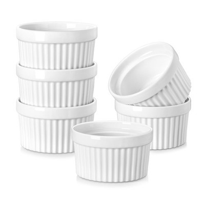 MALACASA Ramekins 6 oz Oven Safe, Porcelain Creme Brulee Ramekins Pudding Custar