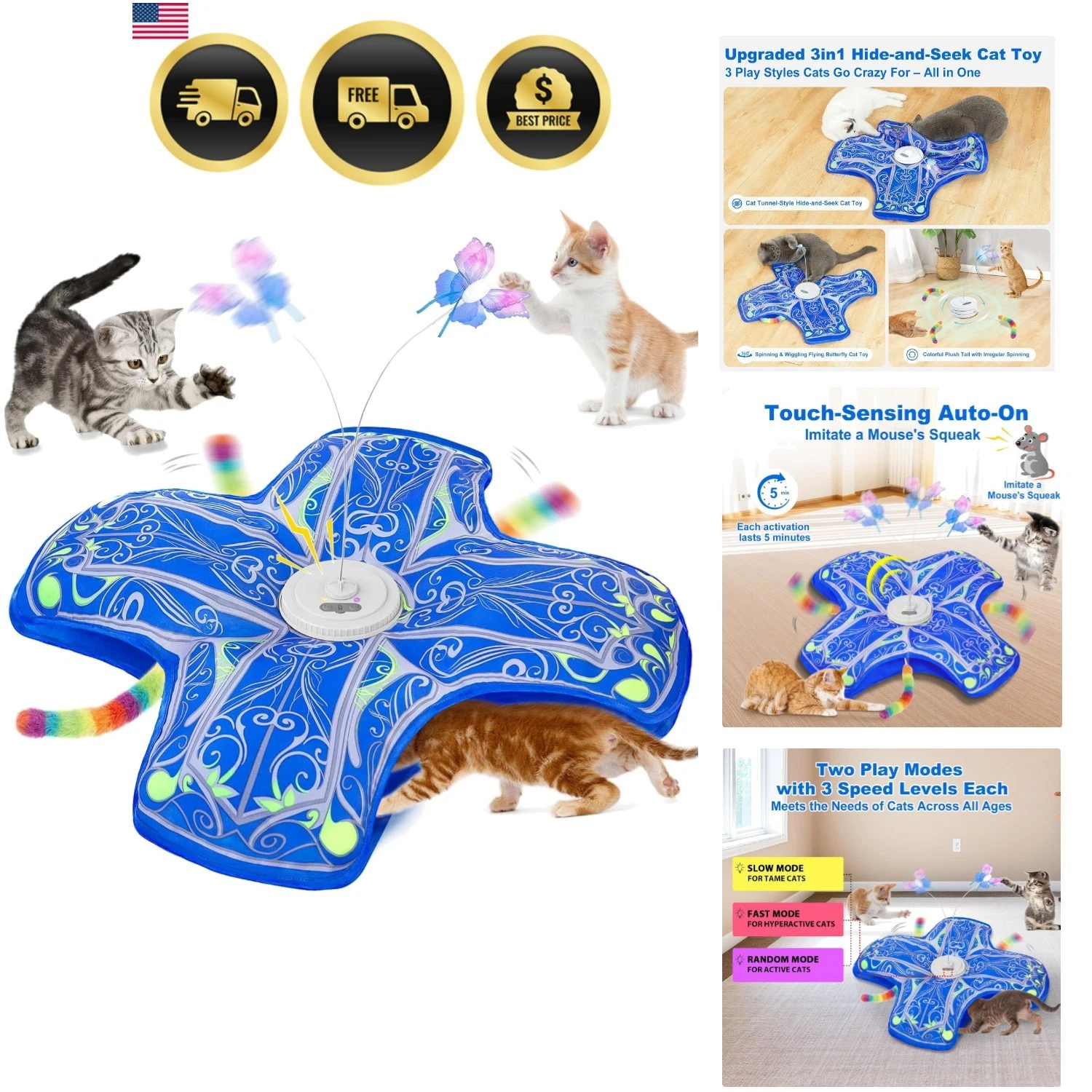 Cat Toys Interactive Rechargeable Electronic Exercise Toys for Indoor Cats