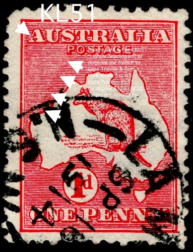 "COLOUR MARK IN 'A' & LIGHT AREA BELOW AUST": ADAMS SCARCITY 6! KANGAROO @ KL51 - Bild 2 von 9