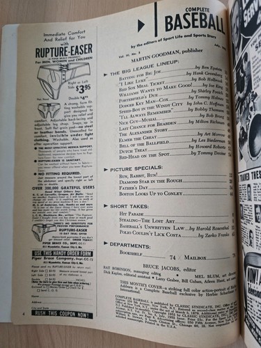 1952 Complete Baseball Magazine - July Issue - Richie Ashburn Cover E - Picture 2 of 3